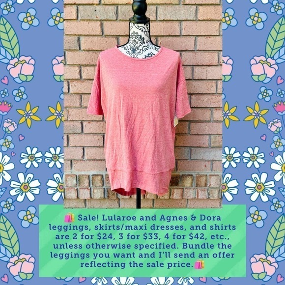 NWT LulaRoe Peachy Pink Irma Top Size XXS - Picture 1 of 8